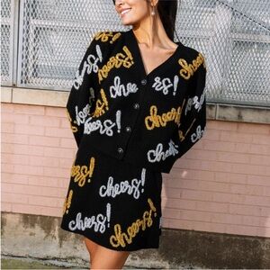 Queen of Sparkles Black CHEERS Cardigan sweater New Size L.